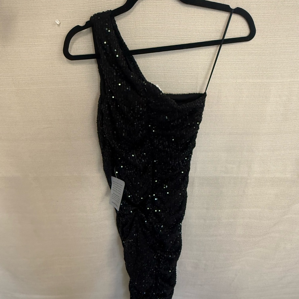 Nordstrom Black Sequin One-Shoulder Dress - Picture 2 of 3